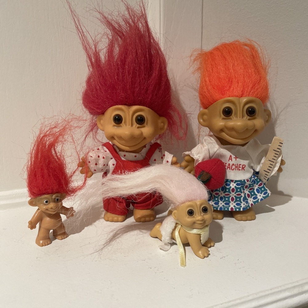 Vintage Russ Troll Doll Lot of 3 - Teacher, Love, And Baby + Pencil Topper